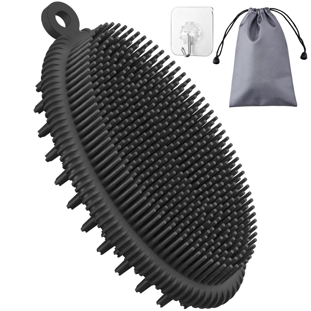 HEETA Silicone Body Scrubber, Gentle Exfoliating Body Scrubber, 2 in 1 Silicone Loofah Brush for Shower