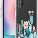 Case for Galaxy A24 4G Case, Samsung A24 4G SM-A245F Case for Girls Women, Clear Floral Soft Flexible TPU Slim Phone Protective Case Cover for Samsung Galaxy A24 4G (Cactus)