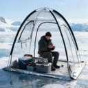 1-2 Person Waterproof Windproof Clear Sport Shelter - Ice Fishing Tent & Cold-Weather Resistant Winter Tent for Family, Fans, Planting, Reading, Patio Sunbathing & Outdoor Watching