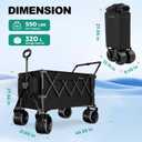SUNNYFEEL 550LBS Collapsible Wagon Cart - Heavy Duty Push Pull Foldable Wagon with Dual Handles and Big Wheel,Utility Cart with Rear Tailgate for Camping, Fishing, Gardening, Shopping, Black