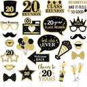 24PCS Class Reunion Photo Booth Props Black Gold 20th Class Reunion Decorations Class of 2006 Reunion Decorations Class Reunion Selfie Props for High School Reunion Welcome Back Party