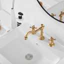 8 inch 2 Handles 3 Holes Widespread Bathroom Sink Faucet Antique Brass Bathroom Vanity Faucet Basin Mixer Tap Faucet Matching Metal Pop Up Drain with Overflow