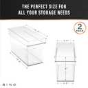 BINO | Plastic Storage Bins, Medium - Deep | THE HANDLER COLLECTION | Multipurpose Organizer Bins | Kitchen Pantry Organizers and Storage | Clear Containers for Organizing Home | Freezer Organizer