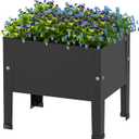 aboxoo 14 inch Black Planter Raised Beds with Legs Outdoor Small Metal Planter Box Elevated Garden Bed for Vegetables Flower Herb Patio (1pcs)