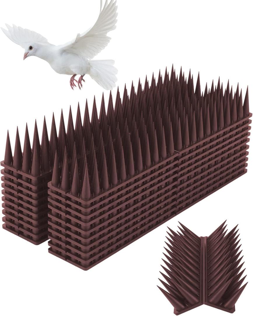Bird Spikes, 20 Pack High Thorn Pigeon Deterrent, Pigeon Spikes for Small Bird Cat Squirrel Raccoon, Easy Installation Anti Robin Defender use for Fence Balcony Building