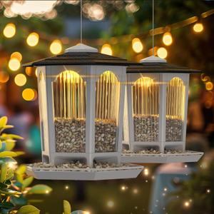 2 Pack Solar Bird Feeders for Outdoors Hanging - Attract Wild Birds & Cardinals, Elegant Minimalist Design, Garden Dcor, Unique Gift