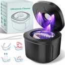Ultrasonic Retainer Cleaner, Dental Cleaning Pod with U-V Lights, 45kHz Retainer Cleaner Machine for Dentures, Toothbrush Heads, Jewelry, Aligner, Night Mouth Guards (Black)