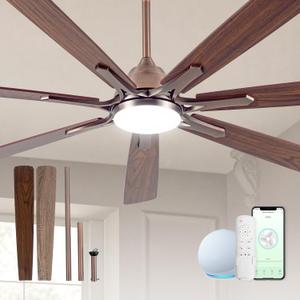 84 Inch Outdoor Ceiling Fans with Lights,Smart Ceiling Fan with Alexa APP Remote Control and 7 Bronze Blades,6 Speed,Dimmable,Slient DC Motor Large Indoor fan for Living Room,Bedroom