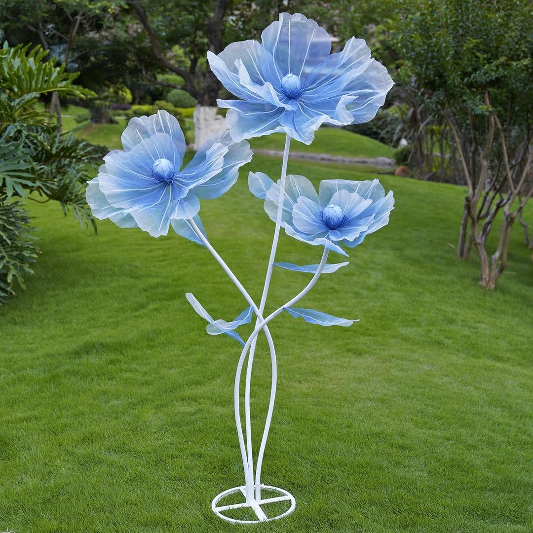 Giant Flowers for Decoration with Stand,Oversized Artificial Flowers for Wedding Ceremony Decor,Retail Store Visual Merchandising,Garden Party,Photography Backdrop Props (Gradient Blue)