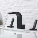 8 Inch Waterfall Bathroom Faucet for Sink 3 Hole Bathroom Sink Faucet Widespread Bathroom Vanity Faucets High Arc Basin Mixer Tap 2 Handle Lavatory Sink Faucet Set, Matte Black