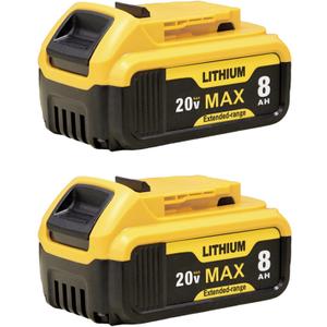 2-Pack 8000mAh Replacement Battery for DeWalt 20V Max Battery Compatible with DCD/DCF/DCG Series & DCB203/204/205/206/207/208 Models | Extended Runtime for Electric Tools