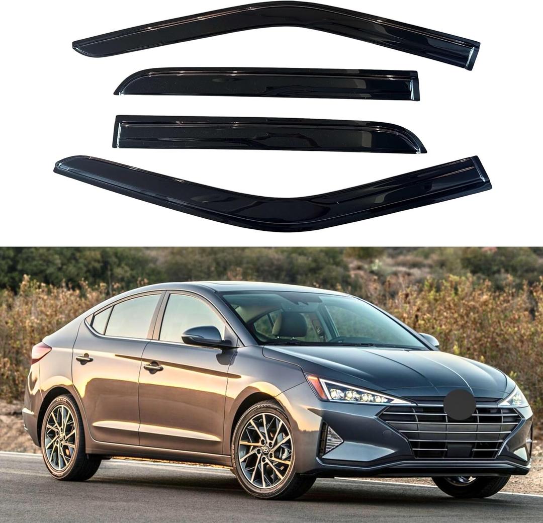 IG Window Visors Fit for 2017-2020 Hyundai Elantra, Out-Channel Rain Guards Vent Wind Deflectors 4PC, Car Accessories for 17-20 Elantra (Excludes GT)