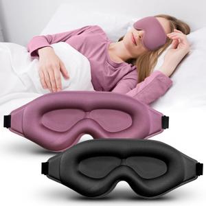 3D Advanced Eye Mask for SleepingUltra Delicate Soft Skin Friendly Eye mask100% Blackout Sleep Eye Mask for Sleep, Eyelash Extension Sleep mask (Regular Size (Purple+Black))