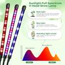 Led Grow Lights, 4 Heads Red Blue Plant Light with Clamp for Indoor Plants & Seed Starting, 10-Level Dimmable, Auto On Off, Timing 3 9 12Hrs