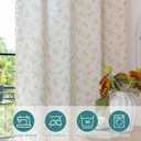 Deep Dream Grommet Semi-Sheer Boho Curtains 84 Inch Length 2 Panels for Living Room, Linen Blend Tassels Farmhouse Curtains with Embroidery for Bedroom (52" W x 84" L, 2 Panels, Floral)