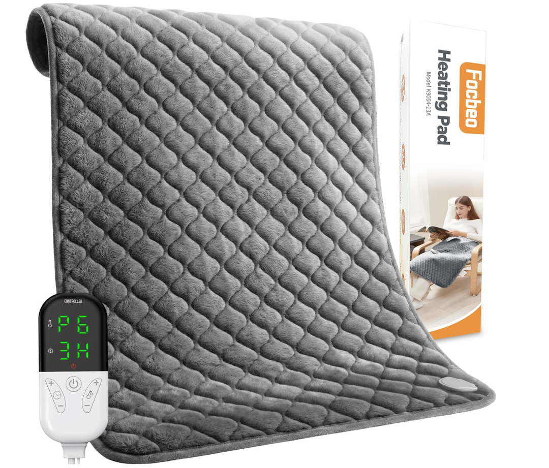 King Size Heating Pad for Back 32"x24" Extra Large Electric Heating Pad for Body Neck Shoulder Auto Shut Off Heat Pad Temperature Settings Machine Washable Gray