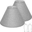 Empire Lamp Shades Set of 2, Gray Large Lamp Shades for Table Lamps Floor Lamps, 6" Top x 16" Bottom x 10.8" High, Natural Linen Lampshades Replacement, Include Spider, Harp Holders, Easy Assembly