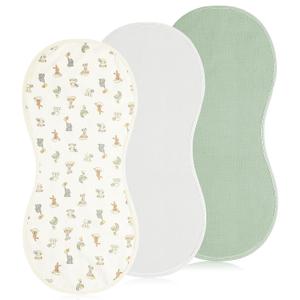 Hahafelt 3 Pcs Changing Pad Liners Fits in Peanut Shape Changing Pad Waterproof Diaper Mats Organic Cotton Peanut Mats are Warm on a Baby's Back, Washable Reusable(Bright Style,Green)