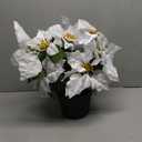 Poinsettia Artificial Christmas Flowers in Pot 9 Heads,15.7 Inch Large Fake Poinsettias Plants for Home Porch Office Indoor Outdoor Christmas Winter Decorations White