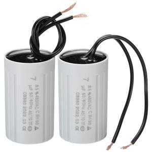 PATIKIL CBB60 7uF Running Capacitor, 2pcs AC 450V 2 Wires 50/60Hz Cylinder 60x35mm for Water Pumps, Washing Machines Motor Start