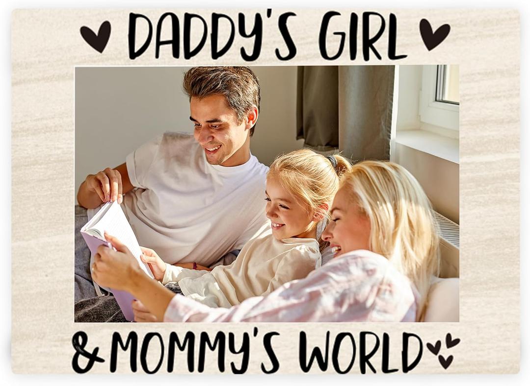 New Baby Photo Frame Gifts for Daughter, Daddy's Girl and Mommy's World Picture Frame, 4x6 inch Photo