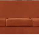 OBCREAT 4 Pieces Sofa Slipcover Stretch Velvet Sofa Covers for 3 Cushion Couch Soft Couch Cover with Elastic Bottom Non Slip Furniture Protector for Pets Kids (Burnt Orange, Large)
