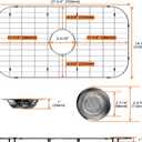 iPEGTOP Sink Bottom Grid, Stainless Steel Sink Protector 28"x 15" Centered Drain with Round Corner Radius, Sink Grate for Bottom of Kitchen Single Sink Bowl with Hole Cover, One-Piece