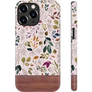 for iPhone 16 Pro Case Cute  Wireless Charging Compatible  Dual-Layer Shockproof Protection with Stylish Wildflower Design  Protective Cover for Women - Custom Vintage Floral