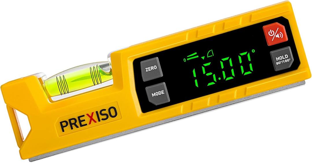 PREXISO Digital Level & Digital Protractor, 7 inch Angle Finder 0-90 & 0-180 Range, Electronic Bubble Inclinometer with Magnetic V-Groove & Audio Indicator for Woodwork, Saw & Home Drainage Leveling