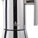 Stovetop Espresso Maker, 6Cup 10 oz Moka Pot, Stainless Steel Cuban and Italian Coffee Maker for Cafetera Cubana, Greca De Cafe Induction Stovetop Compatible, Coffee Gift for Home Travel (Silver)