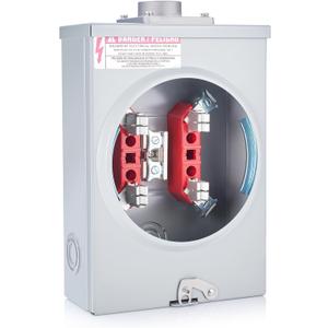 125a, 4 Jaw Meter Base Meter Socket, 600v 1 Phase 3 Wire Ringless Type, with Horn Bypass, Suitable for Overhead/Underground Feed (13.8 x 8.7 x 4.3 Inch)