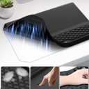 3-in-1 Ergonomic Keyboard Stand with Wrist Rest & Mouse Pad Set, Comfy Keyboard Riser Holder Soft Mousepad with Massage Design, Memory Foam and Non-Slip PU Base for Pain Relief, Black