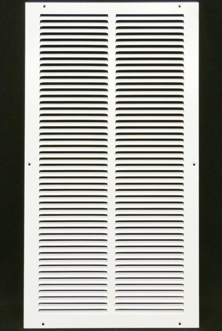 HVAC Premium 12'' x 26'' [Duct Opening] Flat Stamped Steel Return Air Grille - Sidewall and Ceiling - HVAC Vent Duct Cover - White [Outer Dimensions: 13.75''w X 27.75''h]