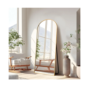 NicBex 57×17" Arched Full Length Mirror with Stand, Aluminum Alloy Frame Arch-Top Full Body Mirror - Free Standing, Leaning Against Wall or Wall-Mounted, Gold