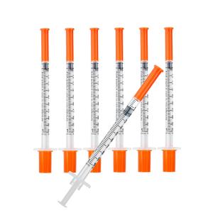 1ml Syringe with Cap 31G 1/4-inch 6mm Syringes, Pack of 100, Disposable 1cc 31 Gauge Individual Package