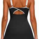 RIHOAS One Piece Swimsuits for Women Bathing Suit with Skirt Adjustable Swim Dress Swimwear Athletic Swimsuits for Women (Black, XL)