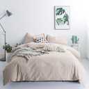 SUSYBAO Tan Gingham Duvet Cover King 100% Washed Cotton Beige Plaid Duvet Cover Set 3 Pieces 1 Checkered Grid Duvet Cover with Zipper Ties 2 Pillowcases Vintage Luxury Soft Gingham Bedding Set Durable