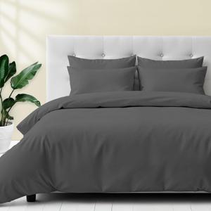 Ashton Sheets Egyptian Cotton Queen Size Duvet Cover Set - Premium 600 Thread Count 100% Egyptian Cotton Soft Sateen Weave Comforter Cover, Zipper Closure & Corner Ties (3 Pc, Dark Grey, Queen/Full)