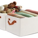 Storage Bins Baskets for Organizing - 15.4"x11.4"x7.9" Large Fabric Storage Cubes for Shelves Rectangular Foldable Closet Organizers with Handles for Clothes Toys 2-Pack (White) 