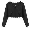 Arshiner Girls Solid Shrug Open Front Cardigan Long Sleeve Knit Cute Sweater Black, 6 years