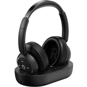 ROSIDA Wireless Headphones for TV Watching, Wireless Headphones for Seniors with Transmitter Charging Base, Bluetooth Headsets for TV, No Audio Delay, Gift for The Seniors or Parents, Black