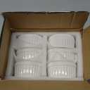 DOWAN Ramekins 4 oz Oven Safe for Creme Brulee Souffle, Porcelain Custard Cups Ramiken for Baking, Small Bowls Dipping Sauce Dish Classic Style, Set of 6, Soft White