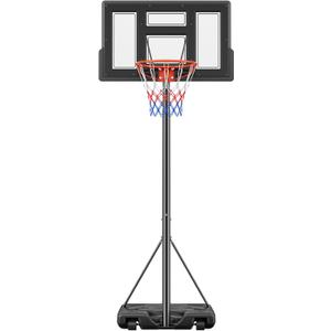 Sweetcrispy Portable Basketball Hoop Outdoor, Adjustable Height, Shatterproof Backboard/Shock Absorbent Rim, Fillable Base, 2 Wheels for Backyard/Driveway