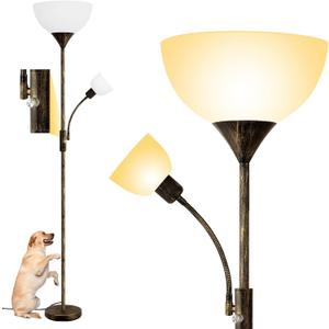 BoostArea Floor Lamps for Living Room, Standing Lamp, 71" Torchiere Floor Lamp with Reading Lamp, 3 Way Switch, Corner Floor Lamps for Living Room/Bedroom, Rustic Bronze Floor Lamp(E26 Base, No Bulb)