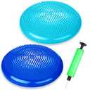 Silipull 4 Pcs Wiggle Seat Inflated Wobble Cushion Flexible Balance Disc with Air Pump for Core Stability Strengthening Improving Posture Physical Exercise(Royal Blue and Macaroon Blue)