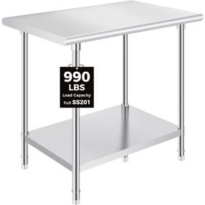 OSTBA Stainless Steel Prep Table 24 x 36 Inches | NSF certified work table with adjustable undershelf for kitchen, garage, restaurant and hotel
