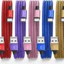 etguuds USB C Cable 6ft, 5-Pack USB to USB C Charger Cable, Fast Charging Cord Type C for iPhone 17 16 15 Pro Max Plus 17 Air 16e, Samsung Galaxy S25 S24 S23 S22 S21 S20 A17 A16 A15 A26 A36 A56 A55 (Red/Purple/Pink/Blue/Gold)
