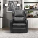 Lexicon Manual Recliner Chair, Reclining Sofa Chair, Home Theater Seating, Wall Hugger, Manual Recliner for Living Room/ Office/ Apartment, Easy Assembly, Black Faux Leather