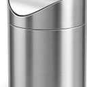 Small Mini Trash Can with Lid, Brushed Stainless Steel Small Tiny Mini Trash Bin Can, Mini Countertop Trash Cans for Desk Office, Swing Top Trash Bin 1.5 L/0.40 Gal (Silver)