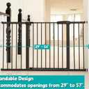 53.46"-55.63" Baby and Pet Safety Gate, 30" Tall Metal Walk-Thru Gate for Doorways & Stairs, Easy One-Hand Open, Dual Lock, Extensions & Wall Mounts Included (Brown, 29"-54" W x 30.5H)